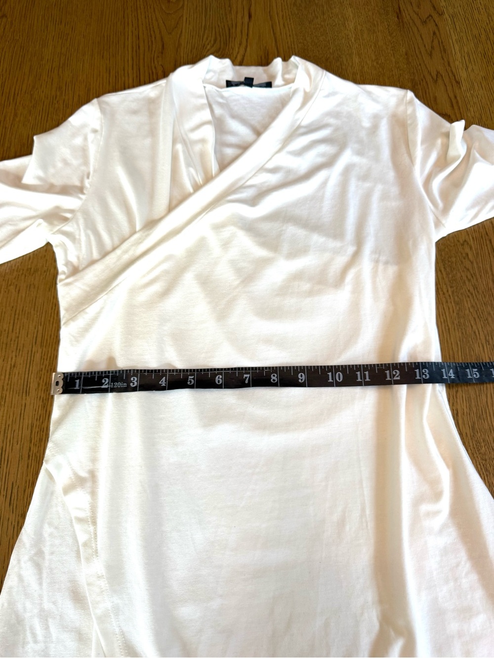 Marella Wrap Front Tunic Top White Draped V Neck 3/4 Sleeve M - Picture 3 of 9